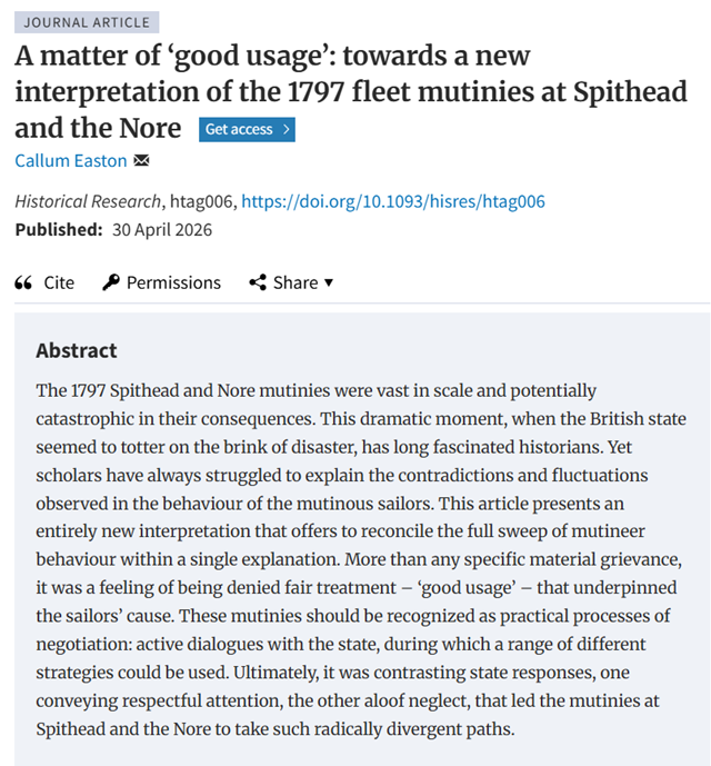 CallumCe309's tweet photo. Happy to share that my Corbett Prize-winning essay is now available to read via advanced online publication in Historical Research here:
https://t.co/pL1WYpy7JQ https://t.co/SpYgT2HdBu