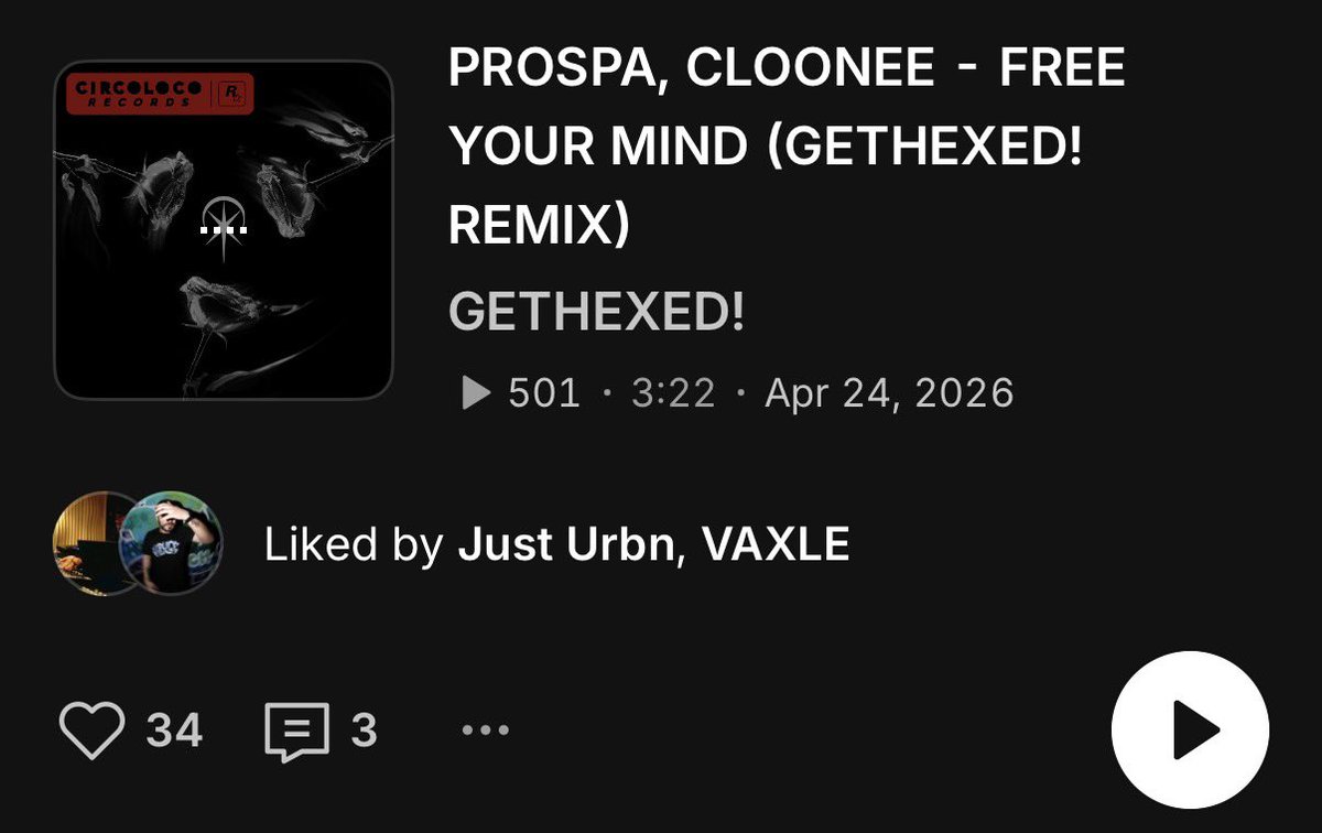GETHEXEDmusic's tweet photo. thank you to everyone who’s been blasting my latest remix 🖤

woke up to it being #5 on audius’s top 100 + over 500 plays on soundcloud. really appreciate all the love fr https://t.co/Axyvmt4AuF