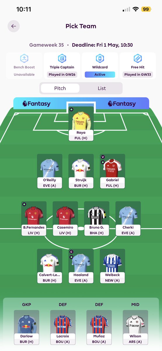 fpltravus's tweet photo. My wildcard squad picked a couple differentials to gamble on
#fpl #fplcommunity https://t.co/Egi0XcfJml