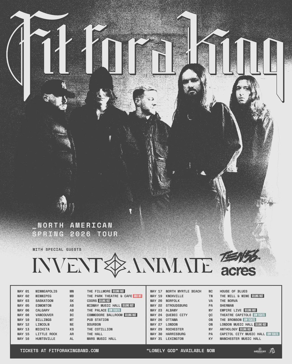 acresuk's tweet photo. Minneapolis the Lonely God tour kicks off at The Fillmore tonight with @fitforakingtx @invent_animate and @ten56hq 🇺🇸 https://t.co/ix9FGXkSW6