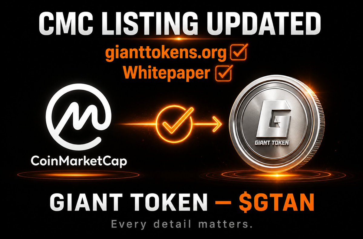 IT'S DONE. ✅

After persistence, paperwork, and a whole lot of follow-up — <a href="/CoinMarketCap/">CoinMarketCap</a> has officially updated the Giant Token listing.

✅ Website updated → gianttokens.org
✅ Whitepaper updated → coinmarketcap.com/currencies/gia…

For those who don't know — we lost our