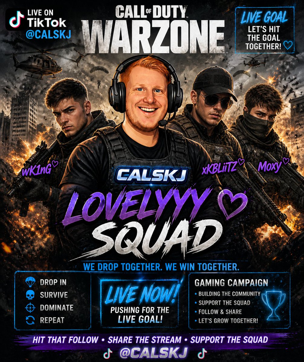 calski9's tweet photo. https://t.co/TcqCW2eIgu 

🔴 LIVE RIGHT NOW @CALSKJ 
Straight into Warzone madness — fast fights, zero chill, and non-stop pressure ☢️
Blink and you’ll miss a clutch 🔥
Pull up and lock in 🎮
#callofduty #warzone #tiktok #streamer #gaming #gamingcommunity #pcgamer #fypシ #fypシ゚ https://t.co/dB2cdMwDgi