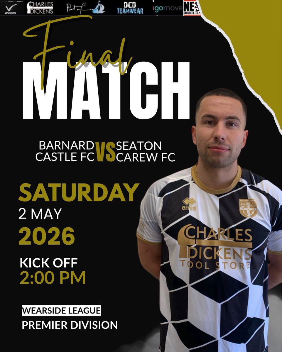 SeatonCarewFC's tweet image. 𝙉𝙀𝙓𝙏 𝙐𝙋 ⏩

Our Wearside League campaign draws to a close tomorrow.

🆚 Barnard Castle
📆 Saturday 2nd May
⏰ 14:00 (Kick Off)
🏟️ Tensfield Off Kalafat, Barnard Castle (DL12 8LP)
🏆 Wearside League Premier Division

Join us for one last Wearside outing!

#UTS | #Seatonians