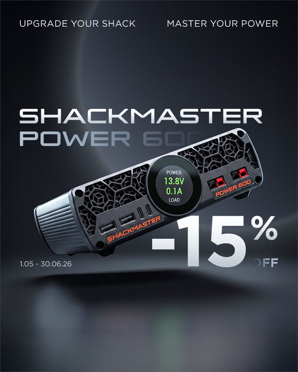rigexpert's tweet image. Everything tuned… but noise remains?
It’s not your rig. It’s can be - power.
ShackMaster Power 600 delivers clean, stable output — no RF interference.
⚡ Now –15%. Perfect chance to upgrae your power!

👉 rigexpert.com/news/power-up-…

#HamRadio #ShackMaster #PowerSupply #RigExpert