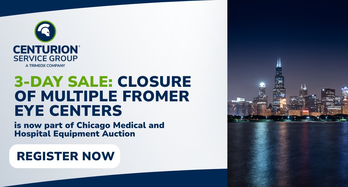 CentServGrp's tweet image. Registration is now open for our upcoming 3-Day Sale: Closure of multiple Fromer Eye Centers, now combined with the Chicago #MedicalEquipment auction. Log in and register today—lots begin closing next Tuesday at 9 a.m. CT. 

Register now: hubs.li/Q04f7LM60