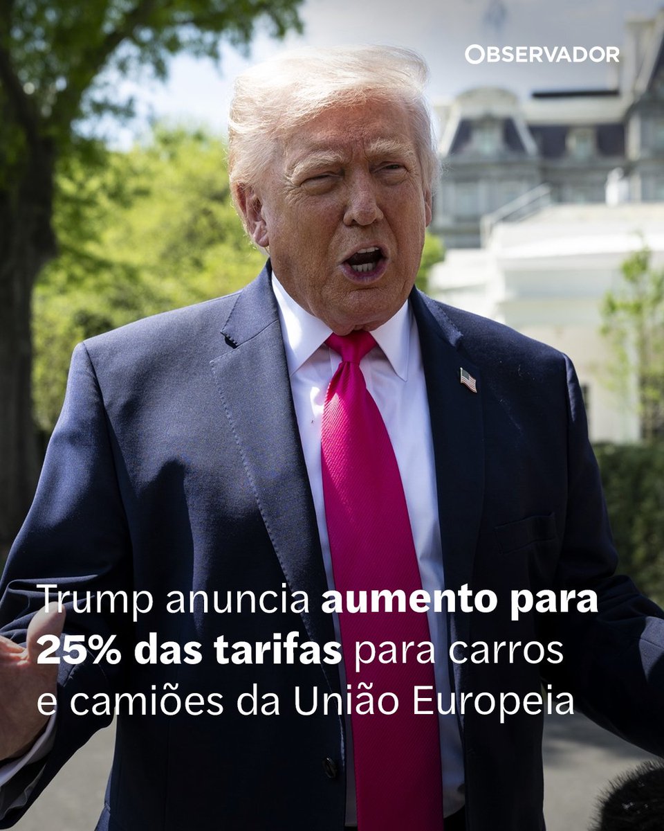 observadorpt's tweet image. O presidente dos EUA quer subir para 25% as tarifas sobre carros da UE e destaca investimentos recorde na indústria automóvel americana.

Saiba mais no link nos comentários.

(📸 Getty Images)

#DonaldTrump #EUA #Tarifas #Comércio