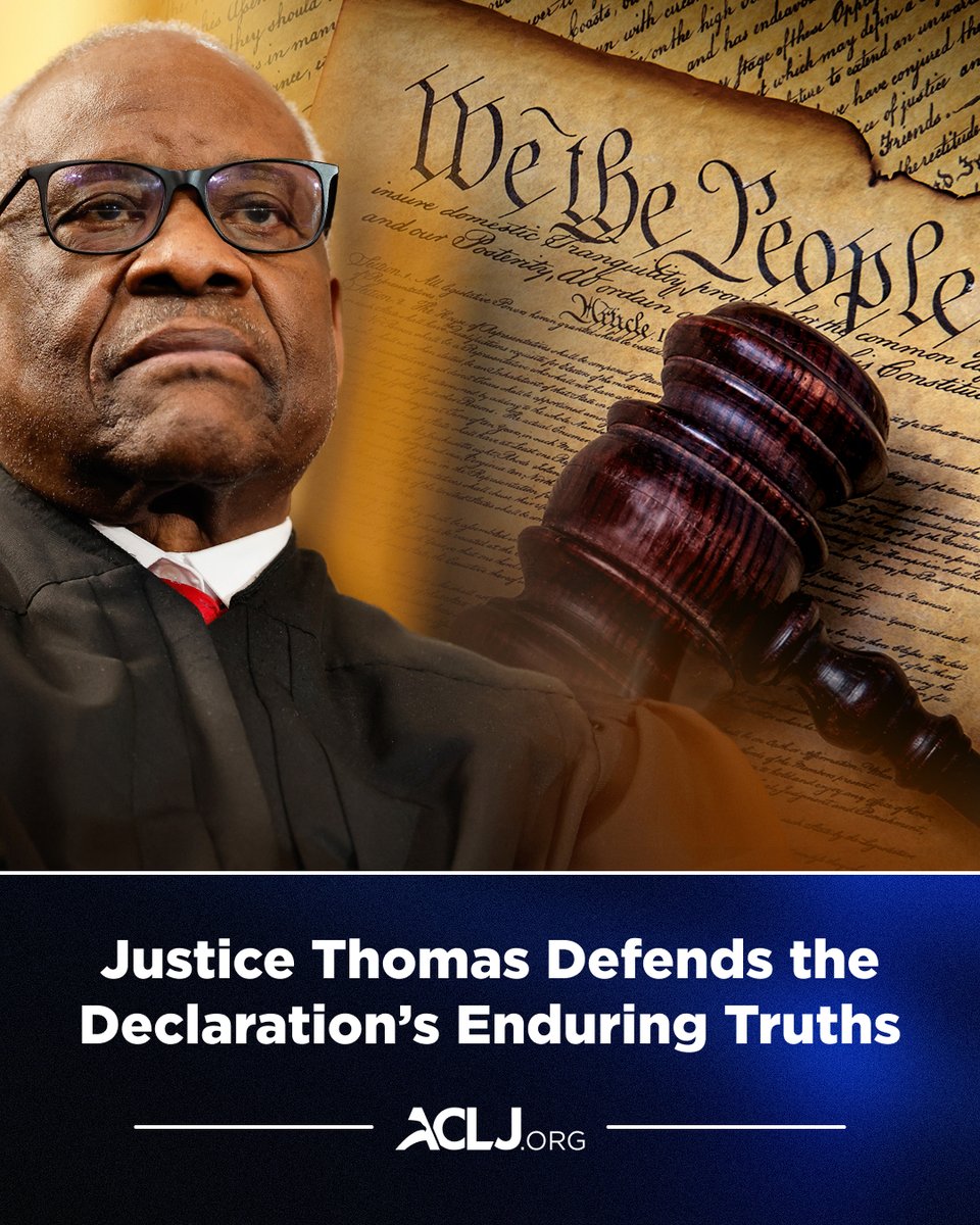 JordanSekulow's tweet photo. As America approaches its 250th anniversary, Justice Clarence Thomas reminded the nation where our rights come from – not government.

When rights come from the state, they can be taken away. History proves it.

Read more: https://t.co/lTZMGEl48w https://t.co/8PRhmrrT1I