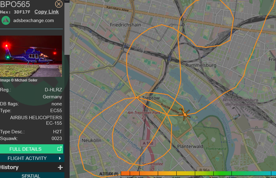 datawrangler2's tweet image. [*Heli-Betreuung in Berlin]
.
Das bunte kreisen hat wieder begonnen.
Himmel über Berlin heute mit High-Tec-Auge !
://globe.adsbexchange.com/?icao=3df17f
#b0105 #01mai2026 #Heli #BPol #Görli #OPlatz #XBerg #NK #Neukölln #BPO565