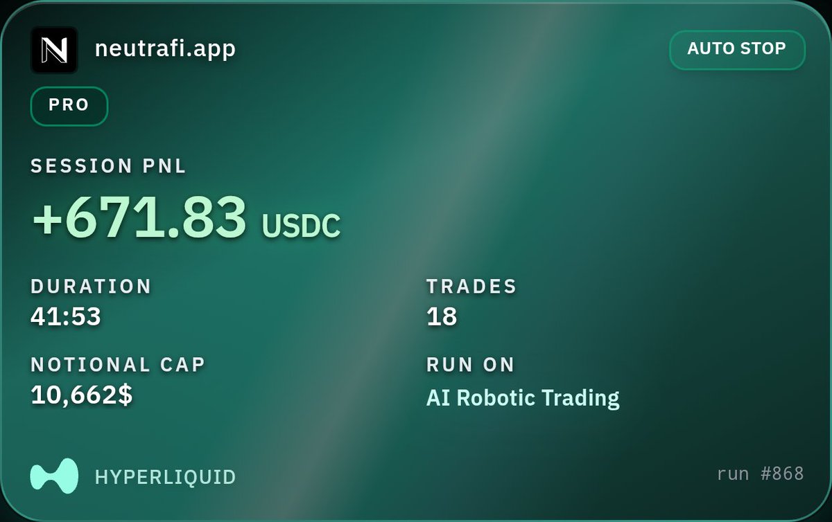 1Richerd's tweet photo. @JR5_Crypto NeutraFi built an AI trading bot on Hyperliquid that is doing super amazing. You should check it out https://t.co/KRzd78ijSh