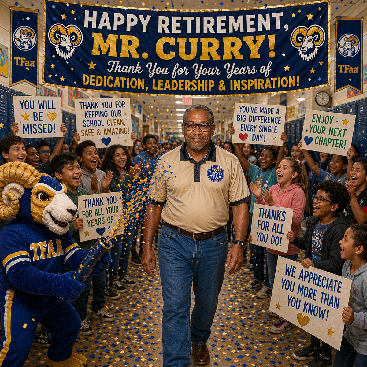 DrMarkJGonyea's tweet image. When your lead custodian says goodbye, we say goodbye with #theHeARTofExcellence @rucoschools @tfaa_magnet @mrsjgehrke