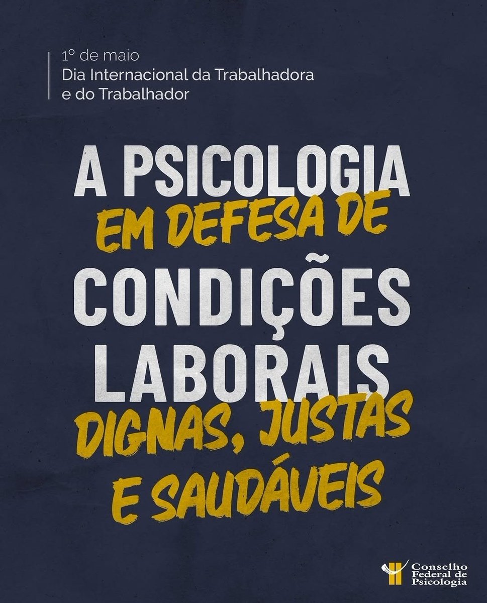 rodrigoffbrito's tweet image. Adorei as mensagens do CRPMT e do CFP para homenagear o dia da trabalhadora e do trabalhador. 

A Psicologia em defesa das condições de trabalho dignas, justas e saudáveis. 

E vamos juntos na luta contra a escala 6x1 #Diadotrabalhador #diadotrabalho #trabalho #Diadatrabalhadora