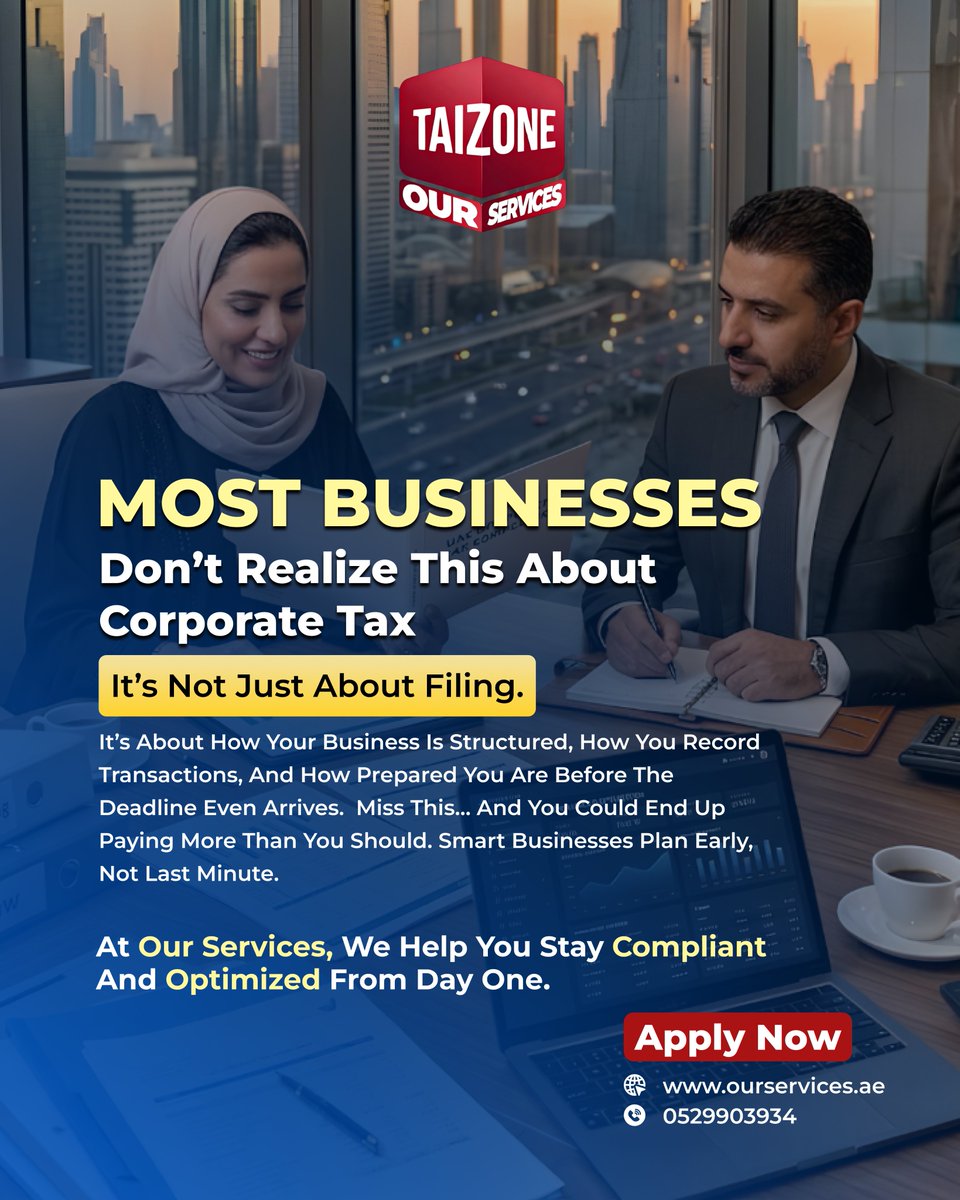 Our_Services_ae's tweet image. Corporate tax is not just about filing. It is about structure, record keeping, and preparation. Get it wrong and you pay more than you should. Smart businesses plan early. Our Services keeps you compliant from day one.
#CorporateTax #UAEBusiness #TaxCompliance #OurServices