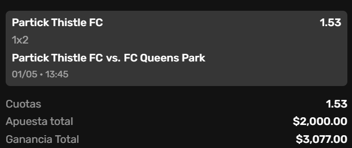 Zeusbetsz's tweet image. Zeusbets
Vamos con #apuesta gratis #futbol:  

⚽️Scotland Champion 🏴󠁧󠁢󠁳󠁣󠁴󠁿

Partick Thistle a ganar

 CUOTA 1.53  
📊STAKE 5 
🖇️En todas las casas 🏡 
🔞Juega con responsabilidad

 👇🔥GRUPO TELEGRAM PARA MAS #Pick 👇🔥
t.me/+ANFj5lFM219kN…