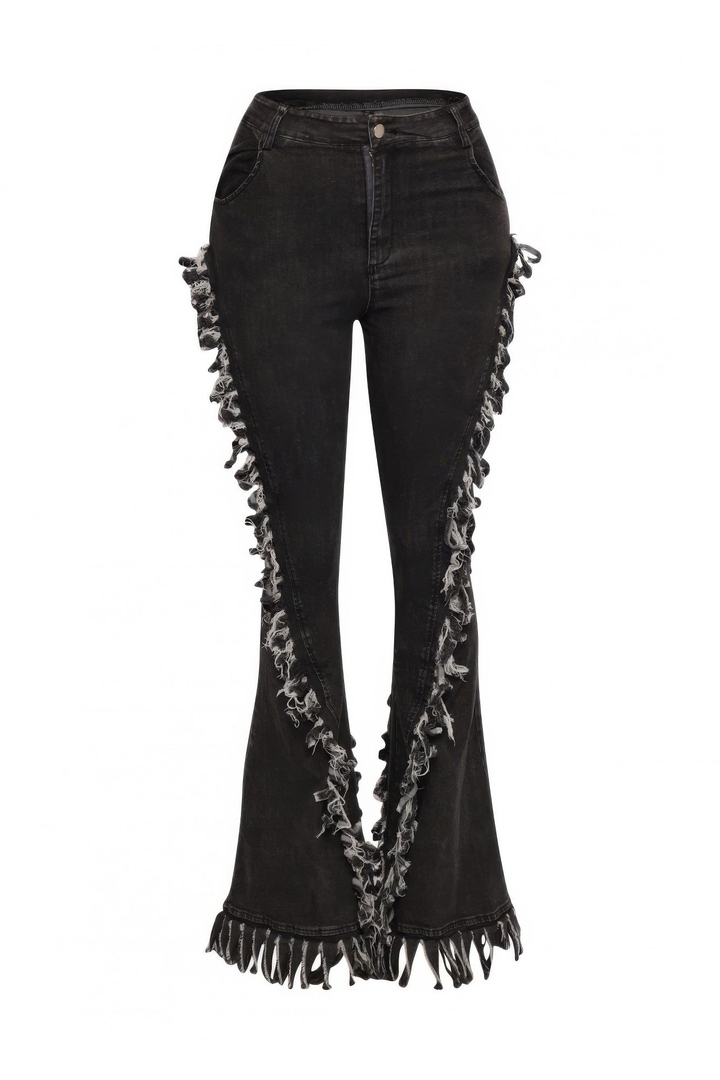 4allseason's tweet image. Edgy meets elegant! Our Distressed Fringe Denim Flared Pants: high waist, flared hem, raw fringe. Get yours at All Season Fashion! allseasonfashion.com/products/kgl2-… #DenimFashion #FlaredPants #FringeDenim
