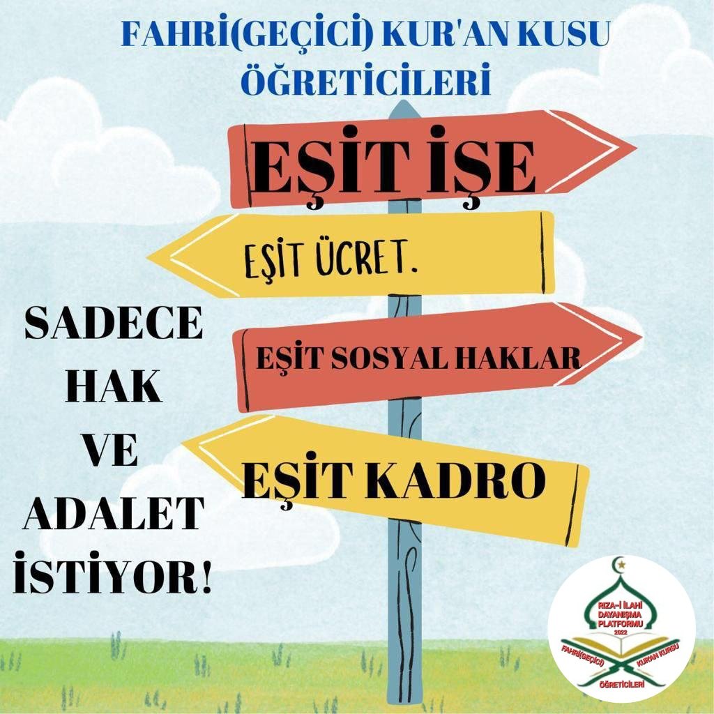 Sebil55124221's tweet photo. Bugünkü hutbede bahsedilen emeğin kutsallığı, alın terinin korunması sadece sözde kalmamalıdır. Din hizmetini fedakârca yürüten fahri Kur’an k. öğreticileri de bu hassasiyetn dışında bırakılmamalıdır.
@RTErdogan
@dbdevletbahceli
@AvOzlemZengin 
@csgbakanligi 
@DIBSafiArpagus https://t.co/qy88ot6Wb6
