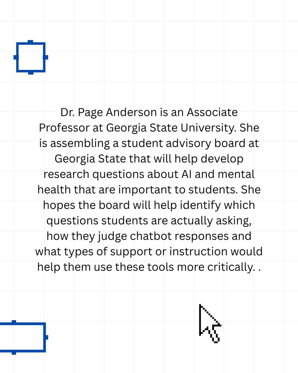GSUARTLab's tweet photo. Are you interested in learning more about the intersection of AI and mental health? Then this opportunity may be for you. Follow the link for more information! https://t.co/crjpkAdyv6 https://t.co/TMWJWqMs2x
