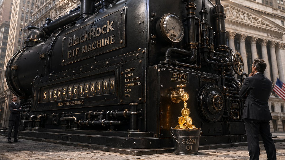 RealBitcoinLive's tweet photo. 📰 Breaking news from the world of finance: BlackRock's digital asset division, including its $60 billion crypto ETFs, raked in $42 million in fees during Q1 2026. This milestone highlights the growing influence of digital assets in mainstream investing.

#BlackRock #CryptoFinance #DigitalAssets #MarketNews

https://t.co/RNssaq0Me0