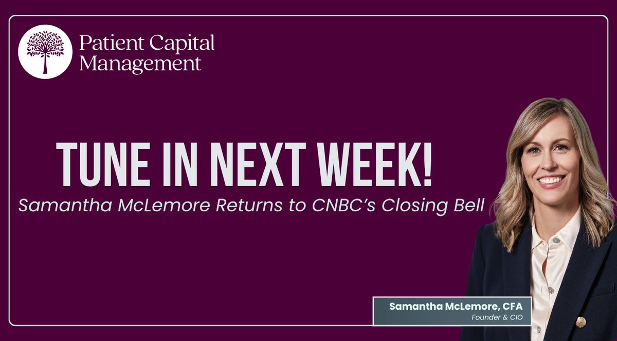 PatientCM's tweet photo. Our Founder and CIO, @SamanthaMcLemor, is heading back to CNBC's Closing Bell with Scott Wapner this Wednesday, May 6th in the 3pm ET hour.

Tune in to hear her live market outlook amid ongoing volatility, her read on the Tech/AI trade, and the sectors and stocks she thinks investors should have their eye on right now.