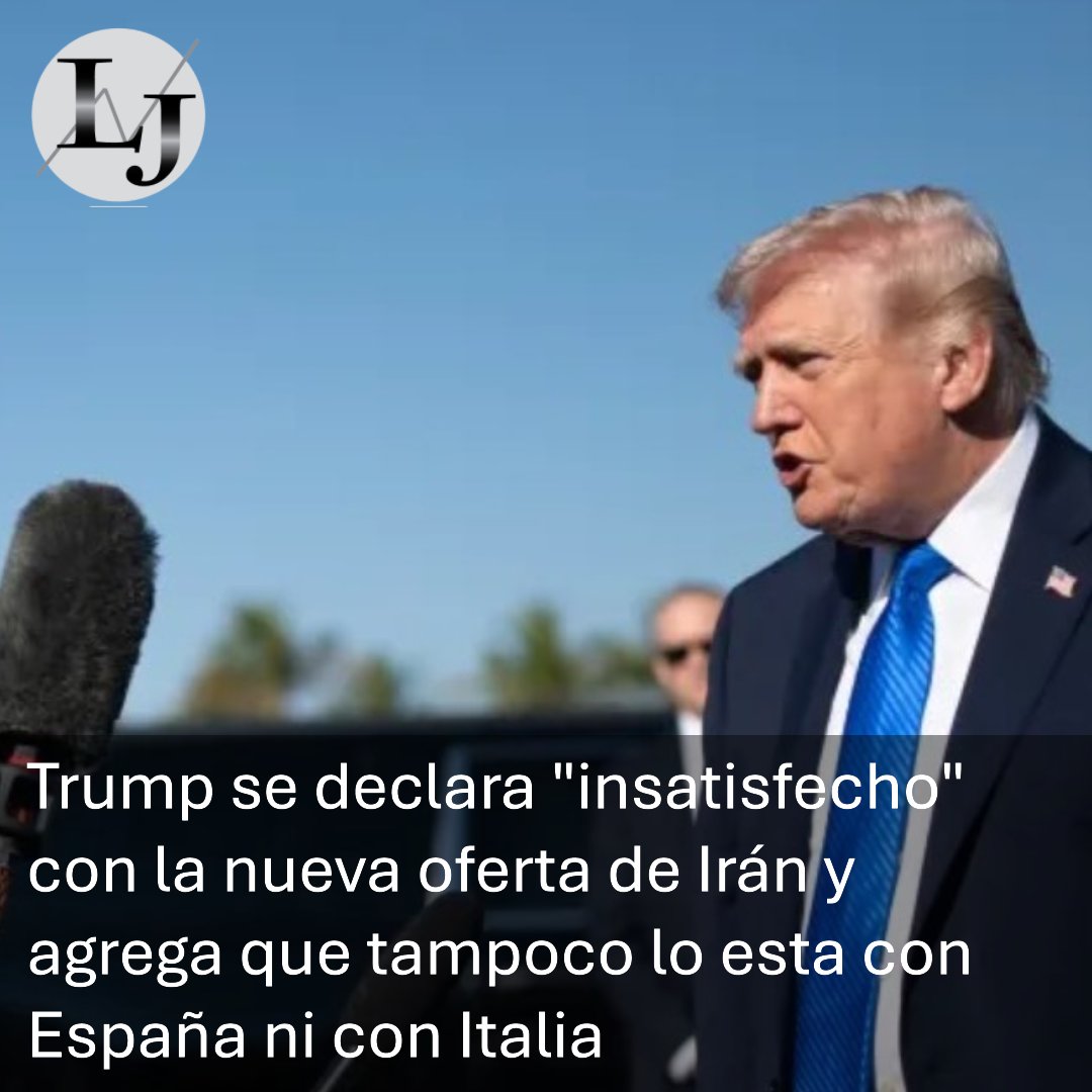 lajornadanet's tweet image. 🟥 Donald Trump se ha mostrado “insatisfecho” con la última propuesta iraní para llegar a un acuerdo con #EstadosUnidos #España #Italia #Irán ⏩ lajornadanet.com/portada/trump-…
