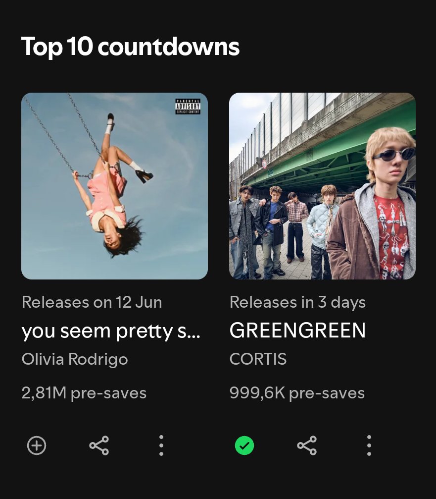 FlashCine_'s tweet photo. 🚨 #CORTIS is nearing 1M Spotify pre-saves (999K+) for #GREENGREEN.

After surpassing 855K within weeks, the group is already tracking alongside major global acts like Olivia Rodrigo, signaling one of the strongest K-pop comeback build-ups in recent cycles.

#Spotify https://t.co/uIZgHtl153