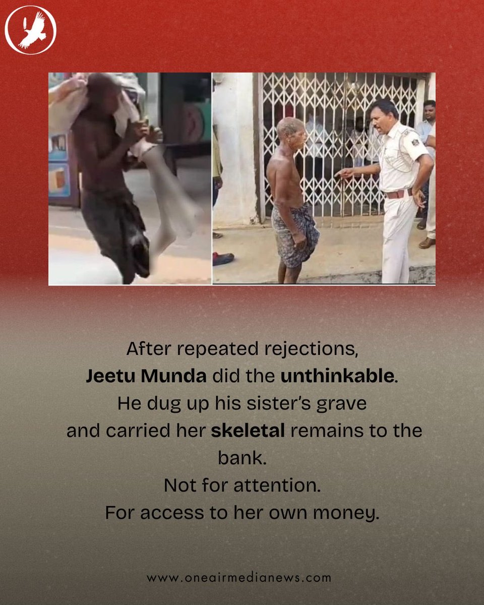 oamnews's tweet photo. This man didn’t break the system.

Proof of death? He brought a skeleton.
This went viral. That’s why it got attention.
But how many such stories stay buried
#IndiaNews #Odisha #GroundReality #SystemFailure #HumanityFirst  
#BreakingNewsIndia #SocialIssues #ViralIndia https://t.co/7P5R2zqaXu