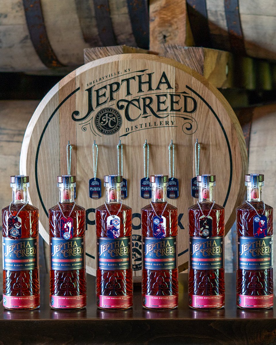 JepthaCreed's tweet photo. Limited Release Red, White &amp; Blue Single Barrel Select now available! To commemorate our partnership with @PawsofWarUSA we have attached special dog tags to each bottle. 

Learn more here: https://t.co/vyyk5ikOxa https://t.co/xosVxyr0ll