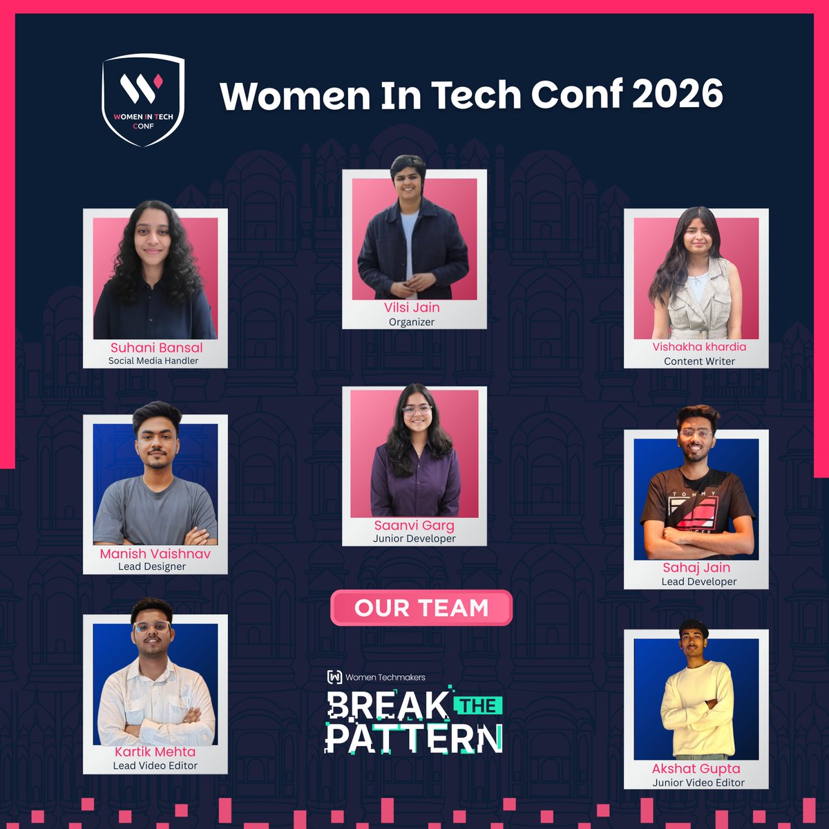 WomenInTechConf's tweet image. Behind every great conference is an even greater team 🫶

Meet the WITConf 2026 team,turning vision into reality 💙
Late nights. Endless revisions. Pure passion 🌙

Today is for them 💥
📅 2 May
📍 JECRC Foundation, Jaipur

#WITConf #BreakThePattern #WomenInTech #TeamWITConf
