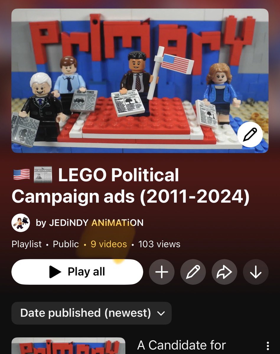 HumanHarrison's tweet photo. ZERO A.I.

This creator was the first pioneer of LEGO &amp; Politics merged.

ANTI-WAR. 

All PRACTICAL STOP MOTION.

💯volunteer ads.

-Ron Paul
-Bernie Sanders
-Jesse Ventura
-Nina Turner
- Dennis Kucinich
-Marianne Williamson
-Cenk Uygur

Noted for historic record #LEGO #politics https://t.co/BcOcq8BV18