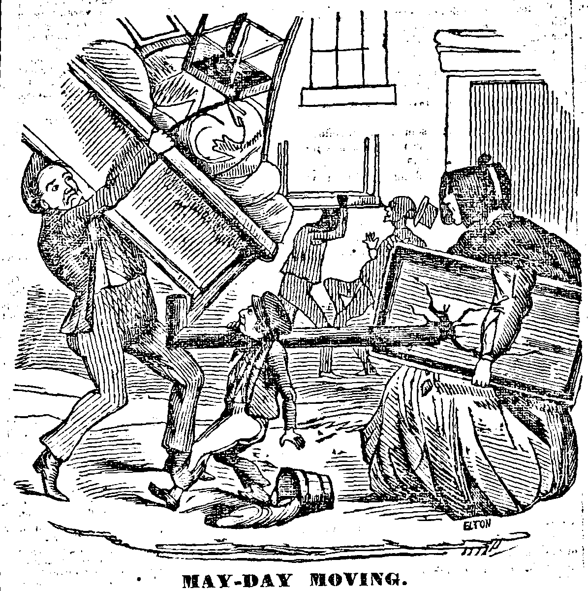 FrKnickerbocker's tweet photo. "May-Day Moving." New York Atlas. May 3, 1846.