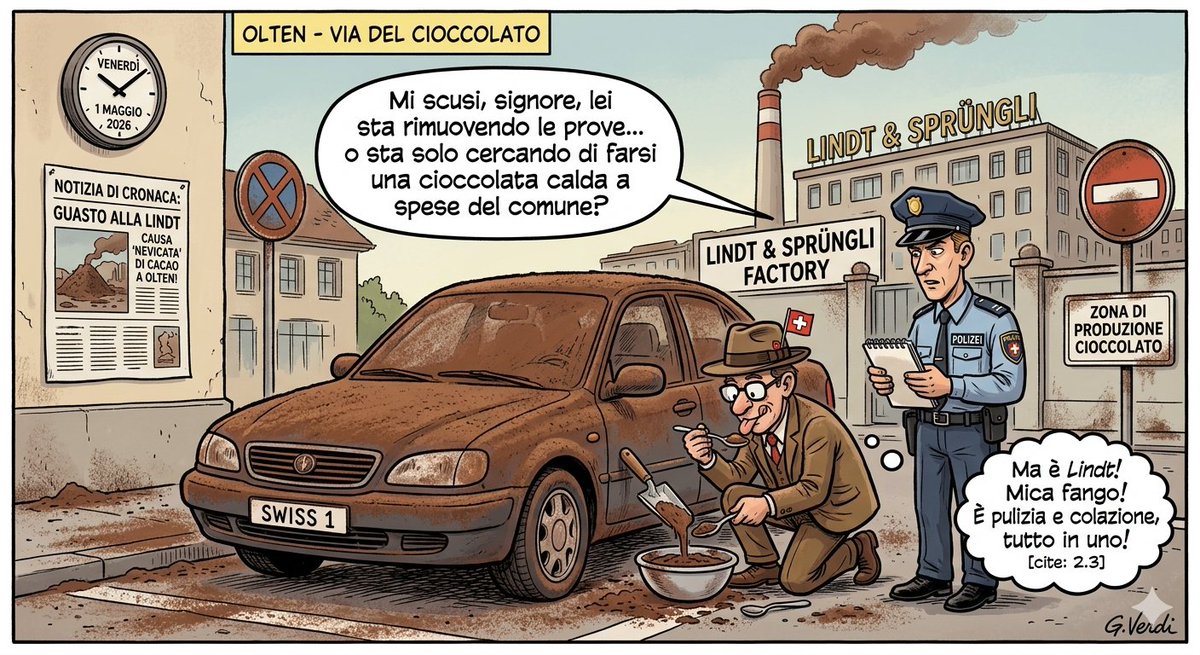 Naturewhisp's tweet image. Nevica... cioccolato in Svizzera! 🇨🇭🍫
A causa di un guasto all'impianto di ventilazione della fabbrica Lindt, una vera e propria "nevicata" di polvere di cacao ha ricoperto la città di Olten. Auto e giardini sono letteralmente glassati.
#Olten #Svizzera #Lindt #Cioccolato