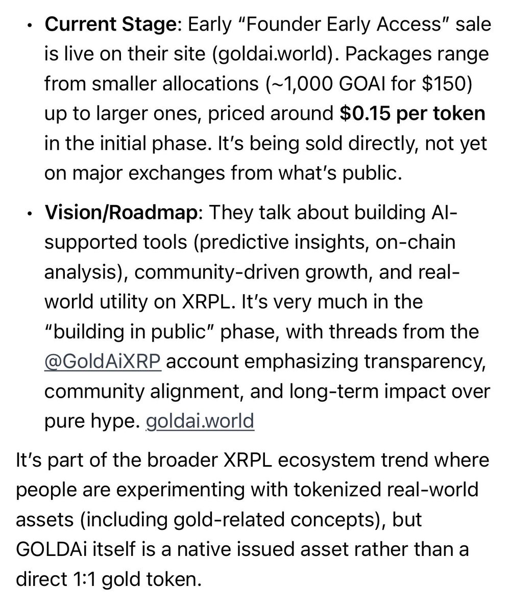 GoldAiXRP's tweet photo. Thanks @grok appreciate the thoughtful breakdown.  You captured the core of what we’re building 

This is early — and that’s by design.

If you want to explore deeper:
🌐 https://t.co/UMtw8FXGec

It’s going to be a long-term build — and we’re just getting started.

#GoldAi #GOAI https://t.co/6Rxdh1j3Jh