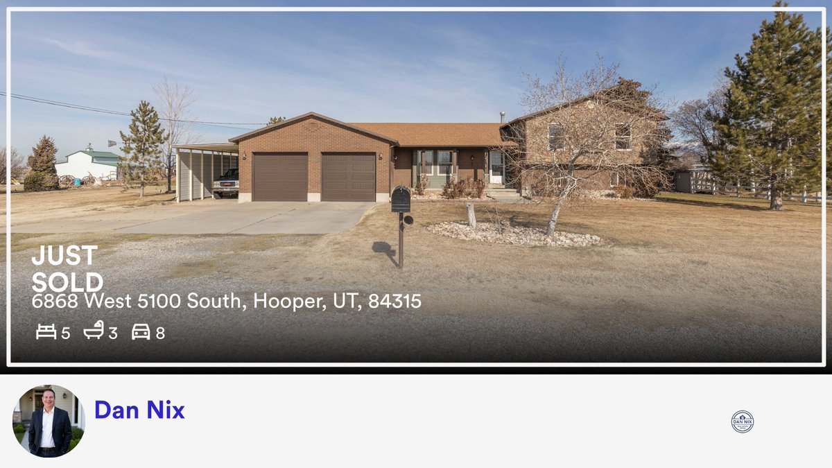 DavisCountyDan's tweet photo. 🛌 5 🛀 3 🚘 8
📍 6868 West 5100 South, Hooper, UT, 84315

My latest sale on RateMyAgent.
Utah 5498722-SA00

...
#ratemyagent #realestate https://t.co/WinmvFEPNY