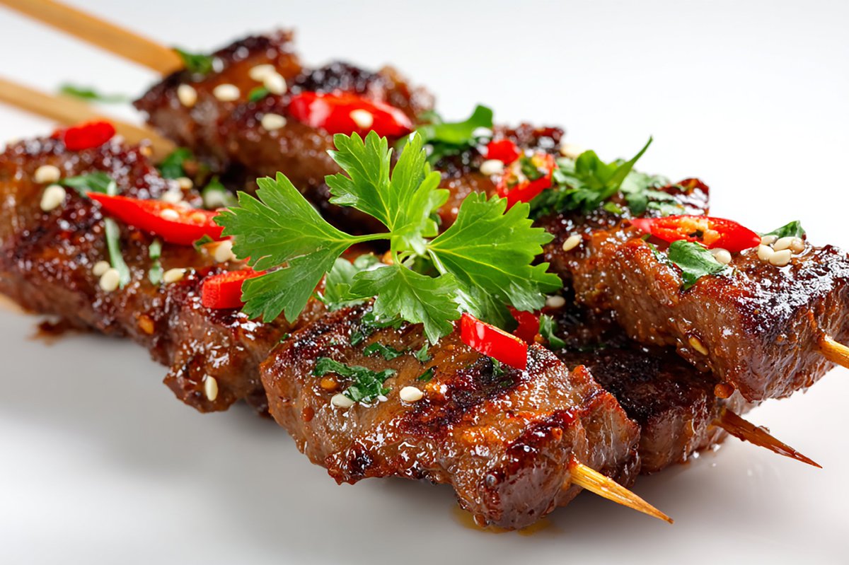 Carolina74586's tweet photo. Sizzling, smoky, and perfectly charred. 🍢✨
These Asian Beef Satay Skewers are pure soul food. Don’t skip the peanut sauce! 🥜
#Satay #StreetFood #BBQ https://t.co/z3P6edXNg4