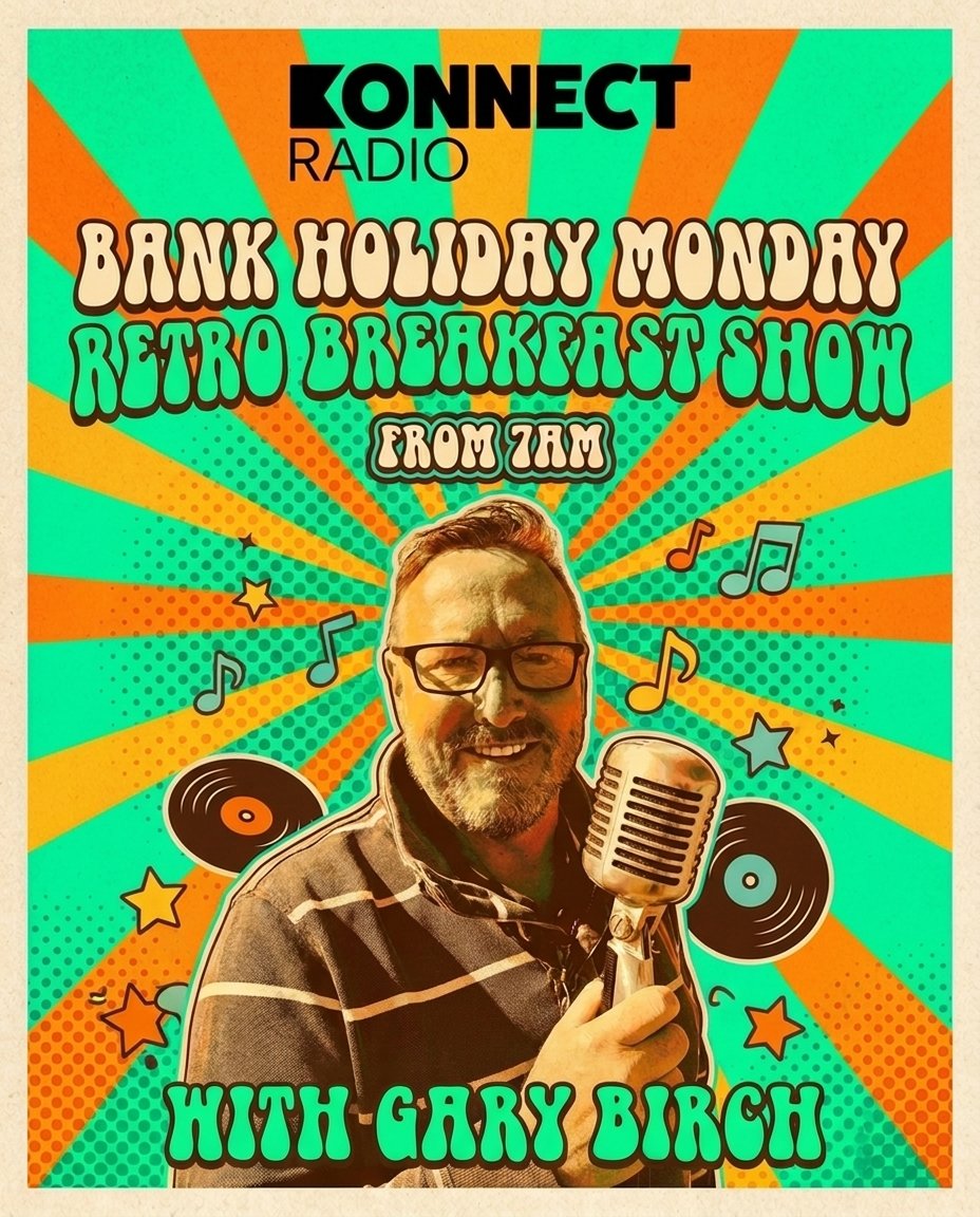 Konnectradio's tweet photo. Bank Holiday Monday just got even better #bankholiday #music #classics #retro https://t.co/QESGsWRCnE