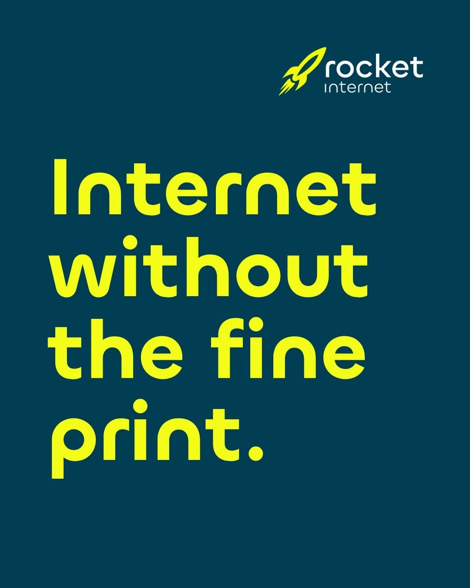 _RocketInternet's tweet image. Simple pricing. No contracts. No extra layers to figure out.

Find your plan ➜ getrocketinternet.com

#RocketInternet #HomeInternet #StayConnected