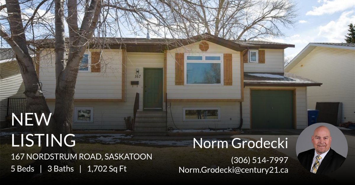 Storman22's tweet photo. 📍 New Listing 📍 Take a look at this fantastic new property that just hit the market located at 167 Nordstrum Road in Saskatoon. Reach out here or call Norm Grodecki at (306) 514-7997 for more information.

Thinking of buying or s... https://t.co/0lGF85pfch https://t.co/yx1ZFpmaaR
