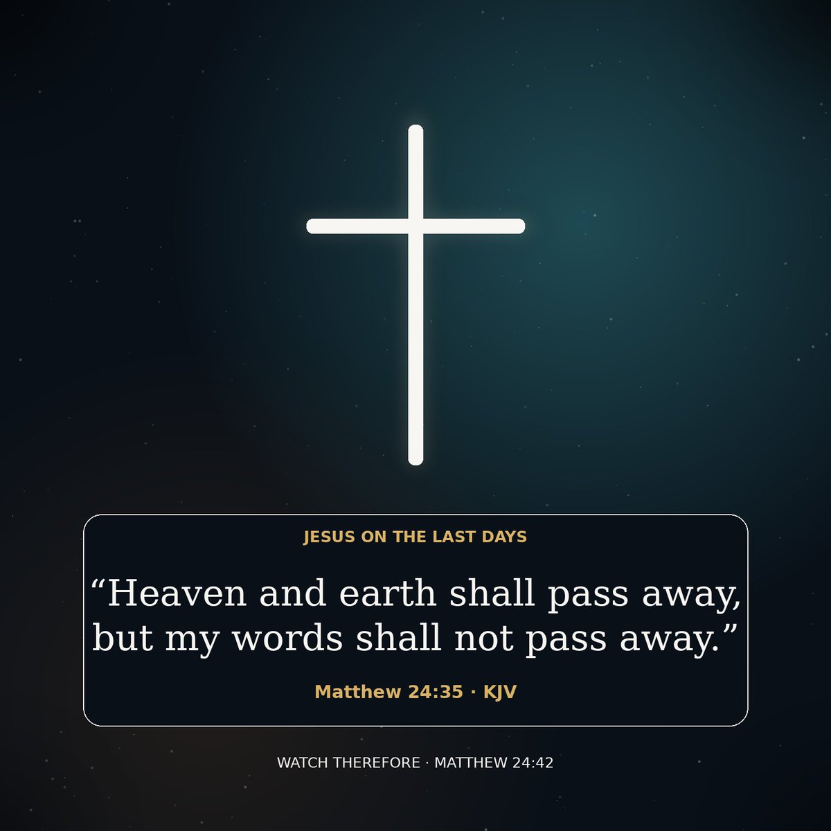 TomSwabIM's tweet image. Jesus told us the world will shake, but His Word will stand forever.

“Heaven and earth shall pass away, but my words shall not pass away.”
Matthew 24:35

Watch. Pray. Stay ready.

#JesusChrist #BibleVerse #EndTimes #FaithOverFear