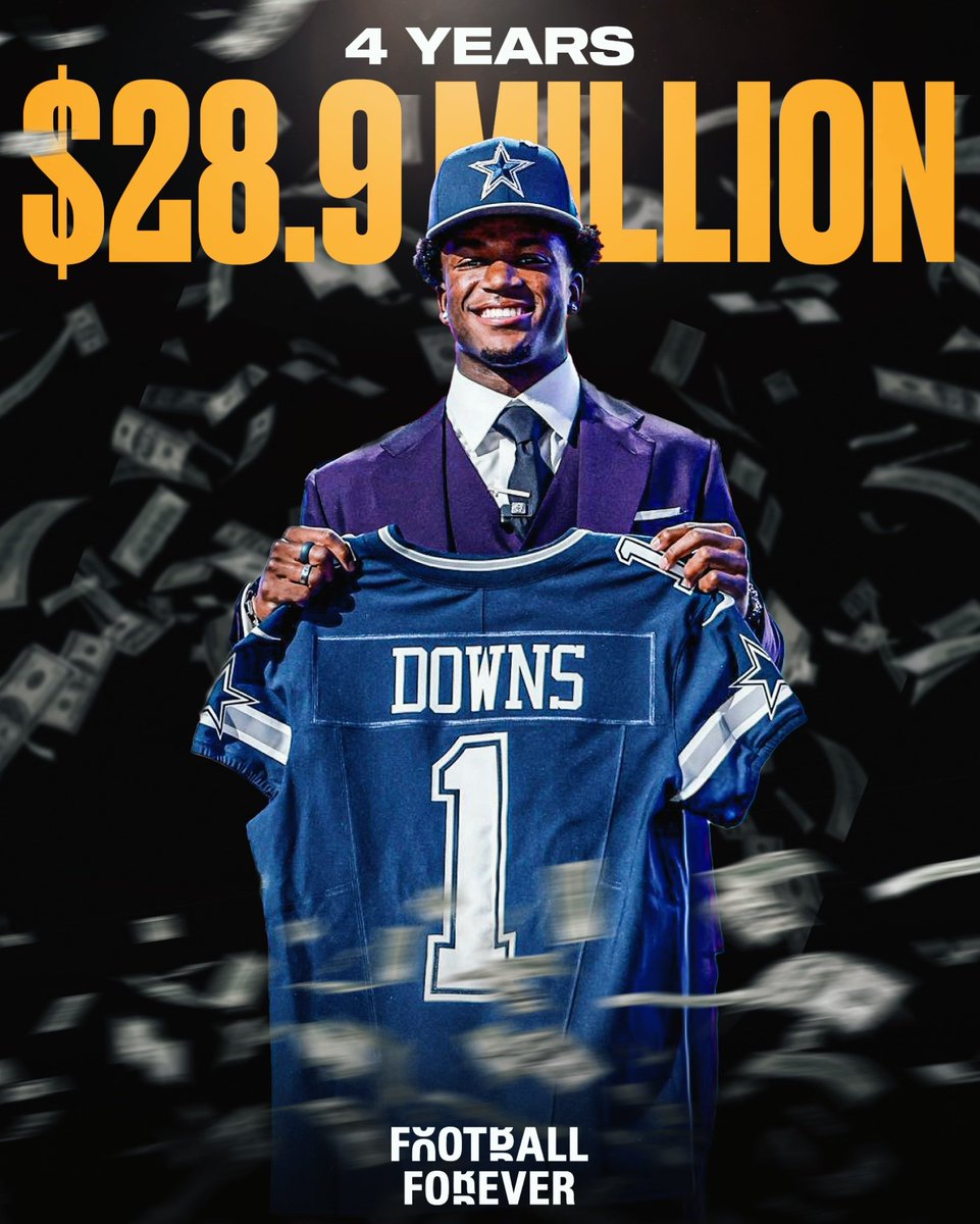 The Cowboys signed No. 11 pick S Caleb Downs to a 4-year/$28.9M fully guaranteed contract that includes a 2030 fifth-year option ✍️