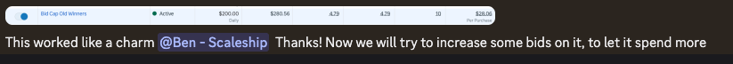 ScaleShipHQ's tweet photo. Can your private supplier do this?

On Monday we sent out a meta ads strategy that was working for us and on Thursday we got this message 👇

$28 cost per purchase and 4.79 ROAS. Product that was dead, now scaling.

We send out strategies that are working for us every month. Sent out to every client at no extra charge.

Most fulfillment agents ship your boxes and disappear. We ship your boxes AND we're in your corner.