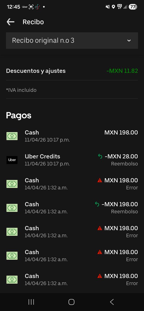 MisterSoidan's tweet photo. @Uber_MEX su pinche conductor muerto de hambre puso que no se le pago el viaje aunque se le dio propina y se pagaron 28 pesos de un saldo pendiente por una caseta en un viaje anterior  por medio del chat no dan ninguna solución, lo que no entiendo por que el dia 11 aparece pagado https://t.co/ZfUM3jHtxL