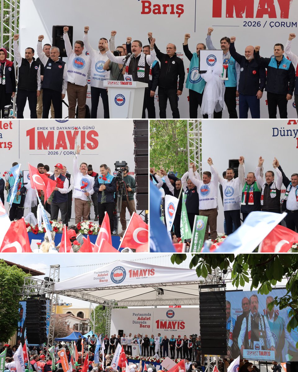_omerbudak_'s tweet photo. Bugün #1Mayıs!

Emeğin onurunun, alın terinin kıymetinin ve dayanışmanın en güçlü şekilde hissedildiği gündeyiz.

Bu yıl Çorum’daydık; adaletin, vicdanın ve emeğin sesi olmak için meydanlardaydık.

Emeğin hakkı için, adaletin sesi olmaya devam ediyoruz!

Ülkemizin kalkınmasına güç katan, milletimizin refahını alın teriyle büyüten tüm işçi, memur ve emekçi kardeşlerimizin 1 Mayıs Emek ve Dayanışma Günü’nü gönülden kutluyoruz.

Emeğin değer bulduğu, adaletin güç kazandığı bir gelecek için omuz omuza yürümeye devam edeceğiz.

Yaşasın emeğimiz,
Yaşasın dayanışmamız,
Yaşasın 1 Mayıs!

#1Mayıs #BirlikteGüçlüyüz #MemurSen #Çorum #Yaşasın1Mayıs