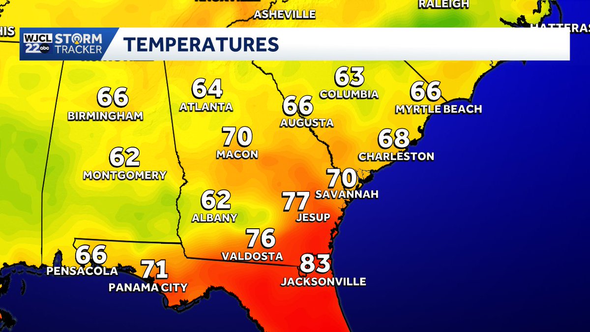 jnelsonWJCL's tweet image. A cool day across the Southeast. #Savannah