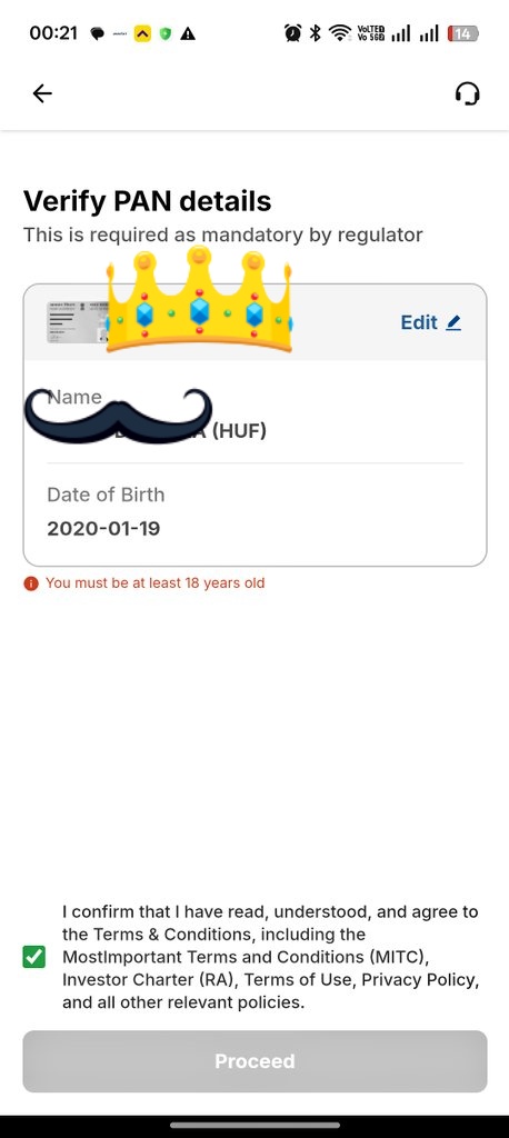 VISHUDHINGRA's tweet photo. @UnivestIN HUF need to 18 years old for demat account. 😁😁 https://t.co/hJUlxpc05I
