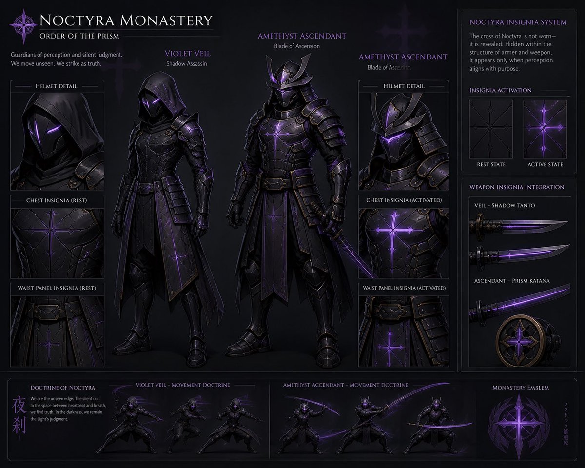 R3d_L3tt3rs's tweet image. Concept Art for a new Monastery in the Order of the Prism: 
— The Noctyra Monastery 🌙 —
• Violet Veil
• Amethyst Ascendent
 
(And yes, it’s cooler than AC Shadows 😜)

#SCU #Prismverse #ChristianFiction #Allegory #Skyebros #JapanInspired