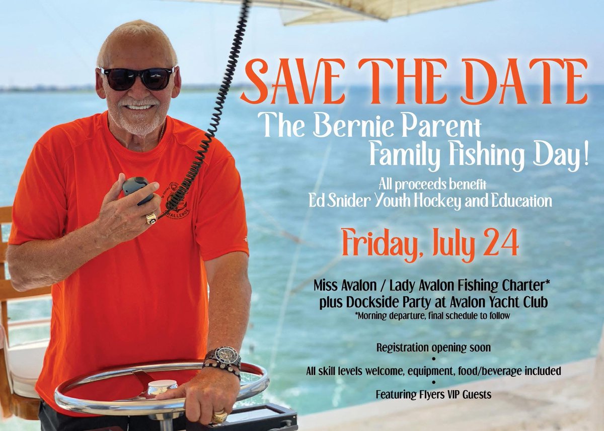 SniderHockey's tweet photo. ICYMI: This year's @bernieparent Family Fishing Day will take place Friday, July 24 in Avalon, NJ!

Interesting in sponsoring this year's event? Contact @giniparent at gini@bernieparent.com. https://t.co/JAd1Q95rLy