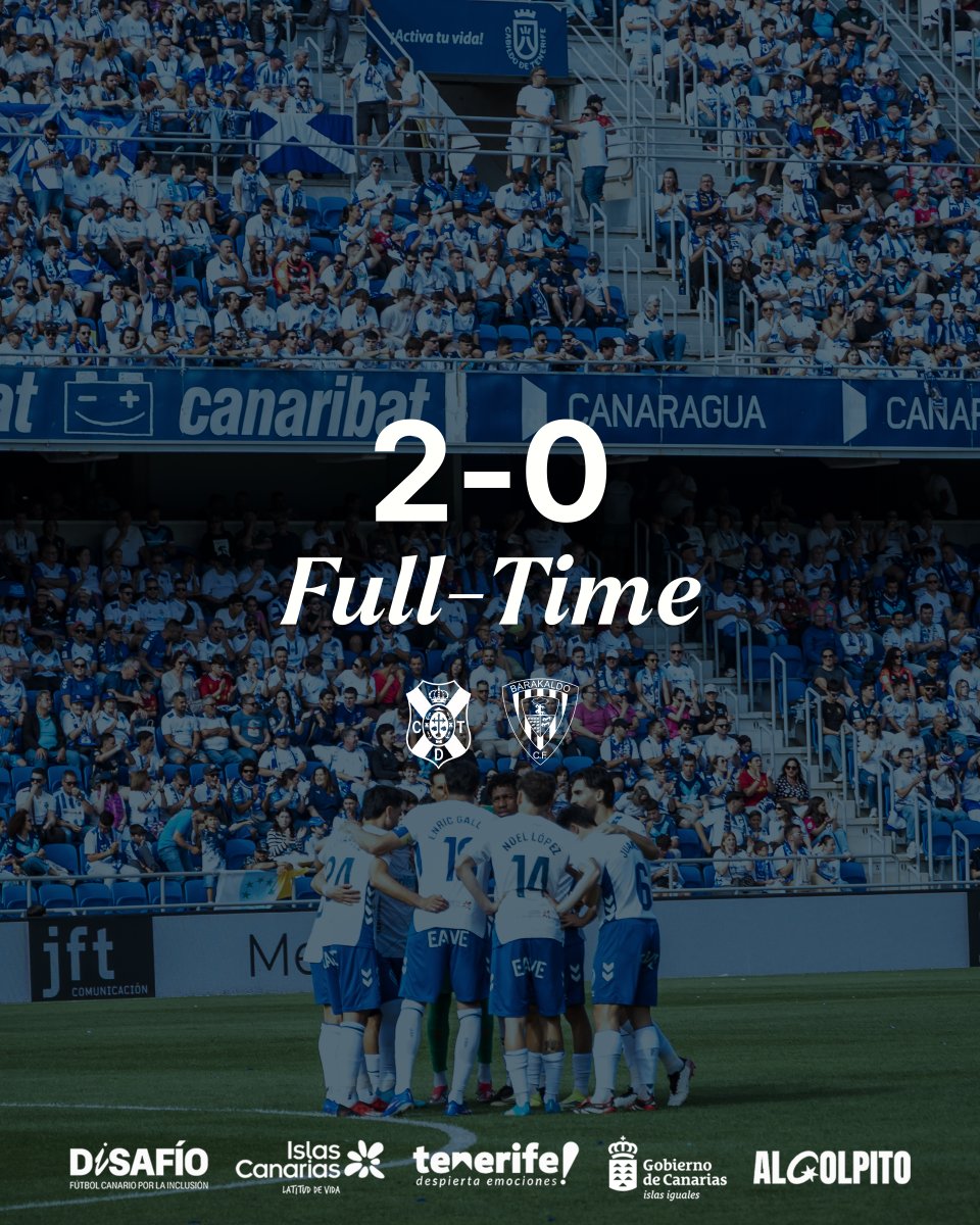 | FULL TIME | 🏆 <a href="/Primera_RFEF/">Primera Federación Versus e-Learning</a> GROUP 1 CHAMPIONS WITH STYLE! 

⚪️🔵 2⃣ - 0⃣ 🟡⚫️ 

⚽️ <a href="/gallegoenric/">Enric Gallego</a>, #MaikelMesa 

#TenerifeBaraka #LaBregaNosUne #DISAFÍO #AlGolpito