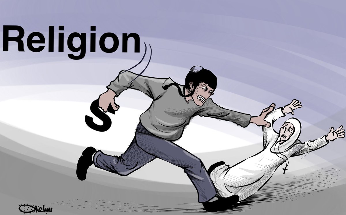Sabaaneh's tweet image. #Israeli settler attacks nun outside a church in occupied #Jerusalem, pushing and repeatedly kicking her on the ground as another settler watches and does nothing.