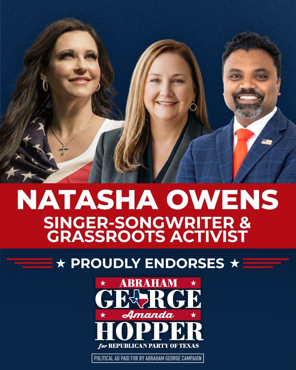 We are grateful for the endorsement of Natasha Owens, a Texas-based singer, songwriter, and grassroots voice who has used her platform to stand for faith, freedom, and the values that built this country.  

Natasha understands that this moment requires not mere words, but people