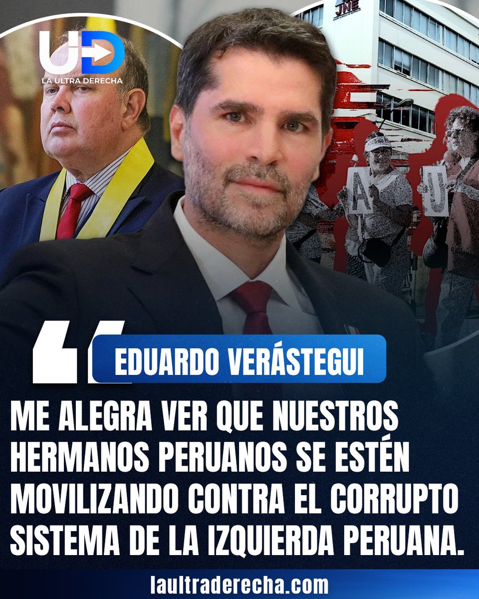 LUltraDerecha's tweet image. 🇲🇽|🇵🇪#VIRAL El productor católico, @EVerastegui, expresó su apoyo en redes sociales a las manifestaciones que se están llevando a cabo en #Perú tras el presunto fraude electoral que, según sus declaraciones, habría sido perpetrado por sectores de la izquierda peruana y que