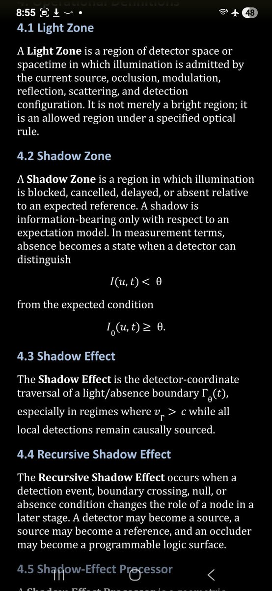JordanDecender's tweet photo. Light Zones and Shadow-Effect Processing

A Causally Constrained Framework for Recursive Optical Absence Operators and Geometric Revelation

Part 2

Author: Jordan James Anger
Version: 0.3
Date: May 1, 2026 https://t.co/It8QIAHyJ4
